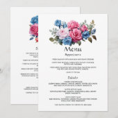ピンクとブルーのフローラ結婚ズ メニュー (正面/裏面)