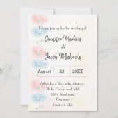 ピンクとブルーのフローラ結婚ズ 招待状 (正面)