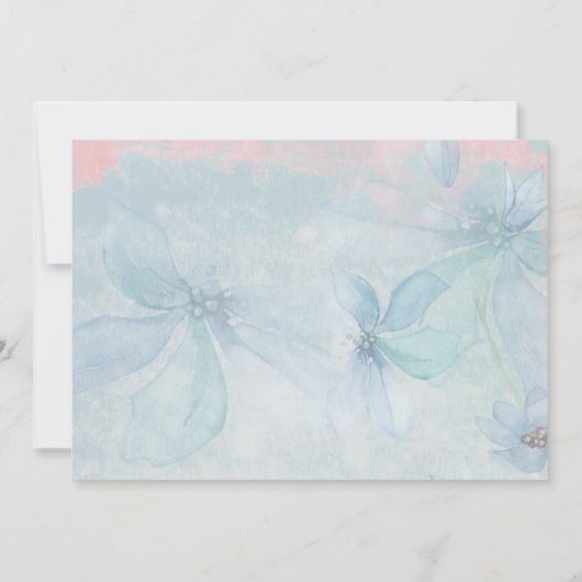 ピンクとブルーのフローラ結婚式の写真を保存 セーブザデート (裏面)