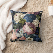 ピンクとブルーのフローラ装飾用クッション クッション (ブランケット)