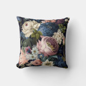 ピンクとブルーのフローラ装飾用クッション クッション (正面)