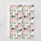 ピンクとブルーのフローラ赤ちゃんシャワー 招待状 (裏面)