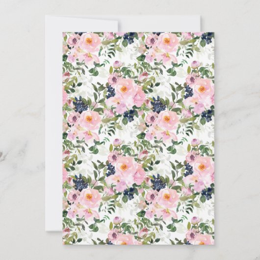 ピンクとブルーのフローラ赤ちゃんシャワー 招待状 (裏面)