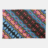 ピンクとブルーのフローラ キッチンタオル (横)