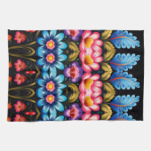 ピンクとブルーのフローラ キッチンタオル (横)