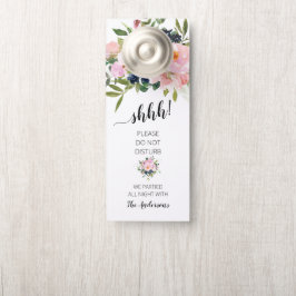 ピンクとブルーのフローラ ドアノブサイン