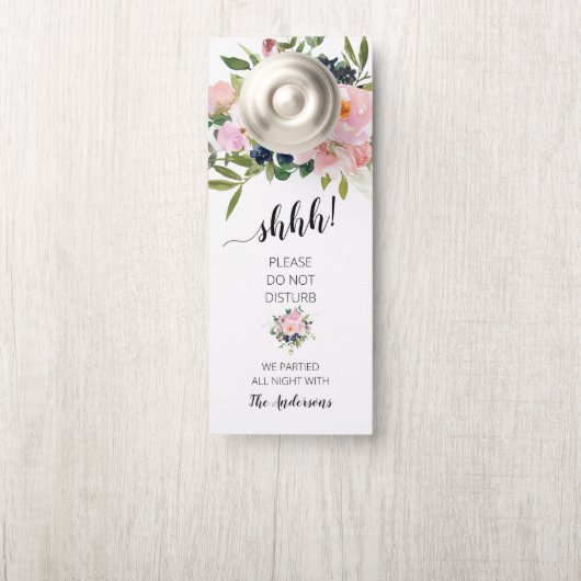 ピンクとブルーのフローラ ドアノブサイン (ノブ)