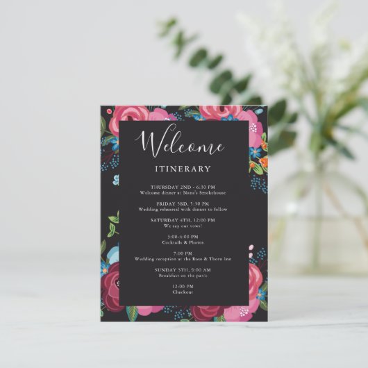 ピンクとブルーのブケッツブラックの結婚旅程 エンクロージャーカード (スタンド正面)