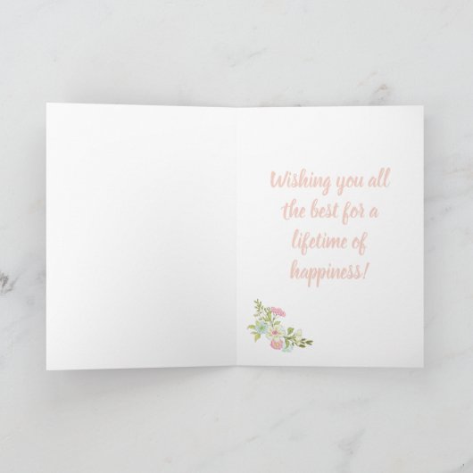 ピンクとブルーのブライダルシャワーグリーティングカード カード (内部)