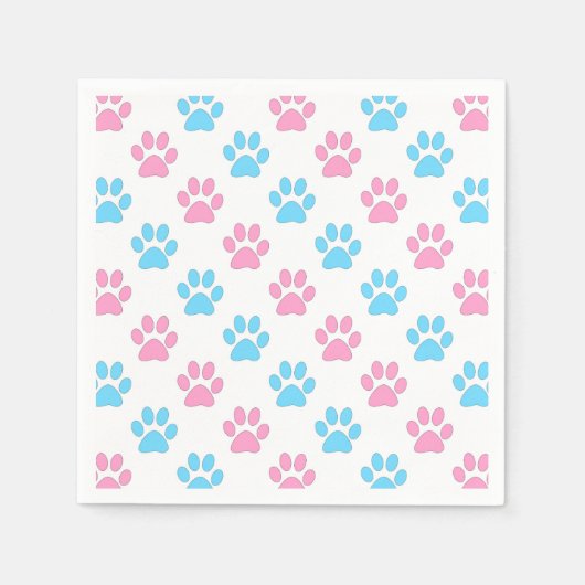 ピンクとブルーのベビーの前足のパターン スタンダードカクテルナプキン (正面)