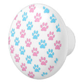 ピンクとブルーのベビーの前足のパターン セラミックノブ (右)