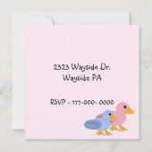 ピンクとブルーのベビーダックベビーシャワー 招待状 (裏面)