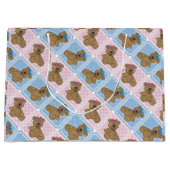 ピンクとブルーのベビーテディベア ラージペーパーバッグ (正面)