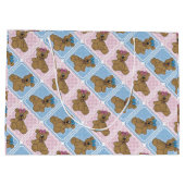 ピンクとブルーのベビーテディベア ラージペーパーバッグ (裏面)