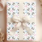 ピンクとブルーのベビー足足跡ベビーシャワー ラッピングペーパー