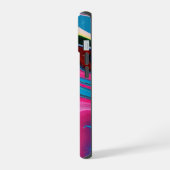 ピンクとブルーのペイント風スマホケース iPhone 15ケース (左側面)