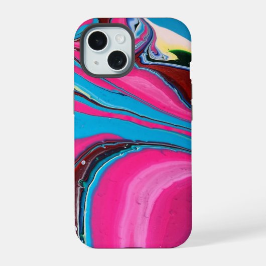 ピンクとブルーのペイント風スマホケース iPhone 15ケース (裏面)