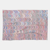 ピンクとブルーのホタテストライプレトロキッチンタオル キッチンタオル (横)