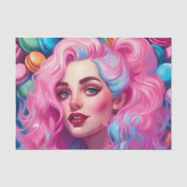 ピンクとブルーのマカロンかわいこちゃんデコページ紙 薄葉紙