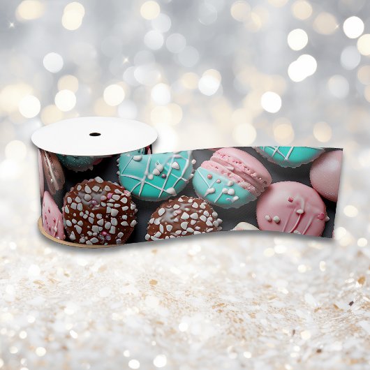 ピンクとブルーのマカロン サテンリボン