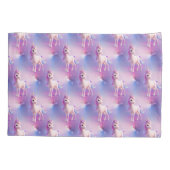 ピンクとブルーのマネ柄のかわいい白いユニコーン 枕カバー (裏面)