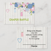 ピンクとブルーのメイソンの瓶おむつラッフル エンクロージャーカード (正面/裏面)