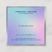 ピンクとブルーのメタリックグラデーションアクセントの名刺 スクエア名刺 (裏面)