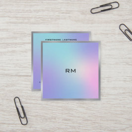 ピンクとブルーのメタリックグラデーションアクセントの名刺 スクエア名刺