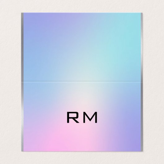 ピンクとブルーのメタリックグラデーションアクセントの名刺 名刺 (外部フラット)
