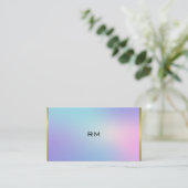 ピンクとブルーのメタリックグラデーション金ゴールドアクセント 名刺 (スタンド正面)