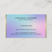 ピンクとブルーのメタリックグラデーション金ゴールドアクセント 名刺 (裏面)