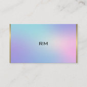 ピンクとブルーのメタリックグラデーション金ゴールドアクセント 名刺 (正面)