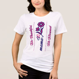 ピンクとブルーのモダンなデザイン ママに感謝 トライブレンドＴシャツ