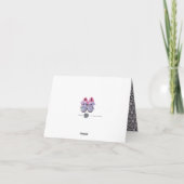 ピンクとブルーのモダンレタリング サンキューカード (裏面)