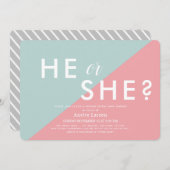 ピンクとブルーのモダン性別が赤ちゃんシャワーを明らかにする 招待状 (正面/裏面)