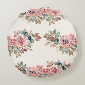 ピンクとブルーのモダン象 ラウンドクッション (裏面)