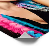 ピンクとブルーのモーホークスを持つ女性 ポスター (角)