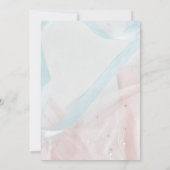 ピンクとブルーのリボンとベビー超音波 案内状 (裏面)