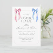 ピンクとブルーのリボン　ジェンダー発表パーティー 招待状 (スタンド正面)