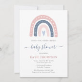ピンクとブルーのレインボージェンダーが赤ちゃんのシャワーを明らかにする 招待状 (正面)