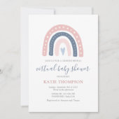 ピンクとブルーのレインボージェンダーが赤ちゃんのシャワーを明らかにする 招待状 (正面)