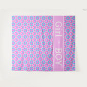 ピンクとブルーのレトロなパターン - 女の子?それとも男の子? タペストリー (正面(横))