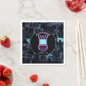 ピンクとブルーのレトロアーケードビデオゲーム スタンダードカクテルナプキン (インサイチュ)