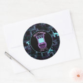 ピンクとブルーのレトロアーケードビデオゲーム ラウンドシール (封筒)