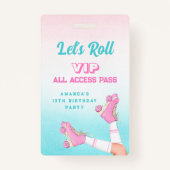 ピンクとブルーのローラースケートでお誕生日おめでとうVIP バッジ (裏面)