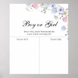 ピンクとブルーのワイルドフラワーの性別の予測を明らかにする ポスター