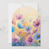 ピンクとブルーのワイルドフラワーの結婚式招待状 招待状 (裏面)