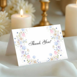 ピンクとブルーのワイルドフラワージェンダーの表示 サンキューカード