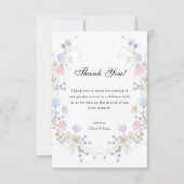 ピンクとブルーのワイルドフラワージェンダーの表示 サンキューカード (正面)