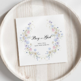 ピンクとブルーのワイルドフラワーボーイまたはガールジェンダーのリビール スタンダードカクテルナプキン